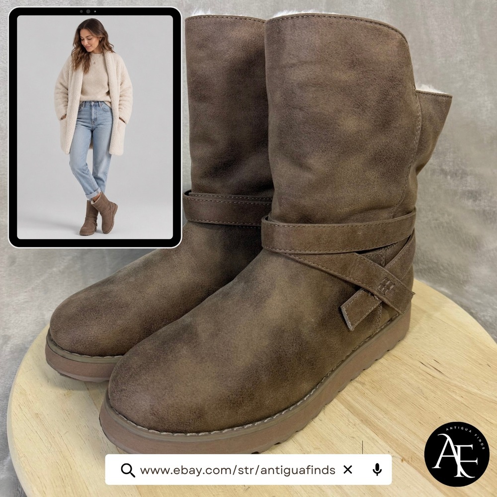 Skechers Keepsakes 2.0 Upland Taupe Brown Faux Fur Lined Boots 44614 Womens 9